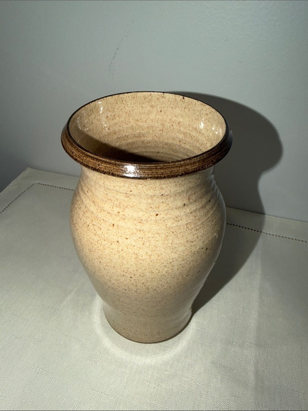 Handmade Pottery Vase Speckled Tan Brown
